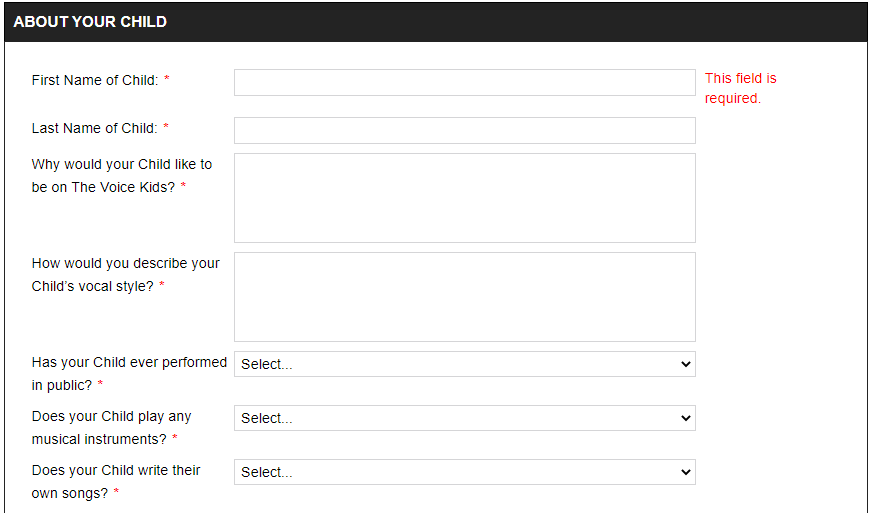 The Voice Kids UK application